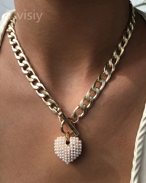 Punk Pearl Heart Necklace